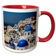 thumbnail image 1 of 3drose, City Buildings Over Looking the Aegean Sea, Oia, Santorini, Greece, 11oz Two-tone Red Mug, 1 of 6