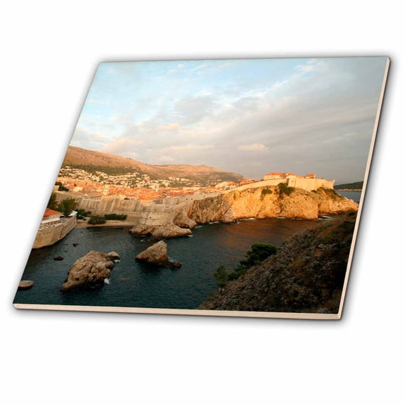 3dRose, City of Dubrovnik, Dubrovnik-Neretva County, Dalmatia Region, Croatia., 12 Inch Ceramic Tile