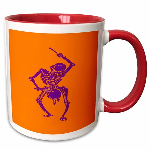 3drose, Civil War Federal Drummer Boy Skeleton in Purple, 11oz Two-tone Red Mug