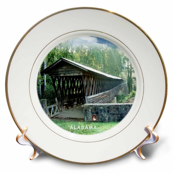 3dRose, Clarkson Covered Bridge In Alabama, 8 inch Porcelain Plate