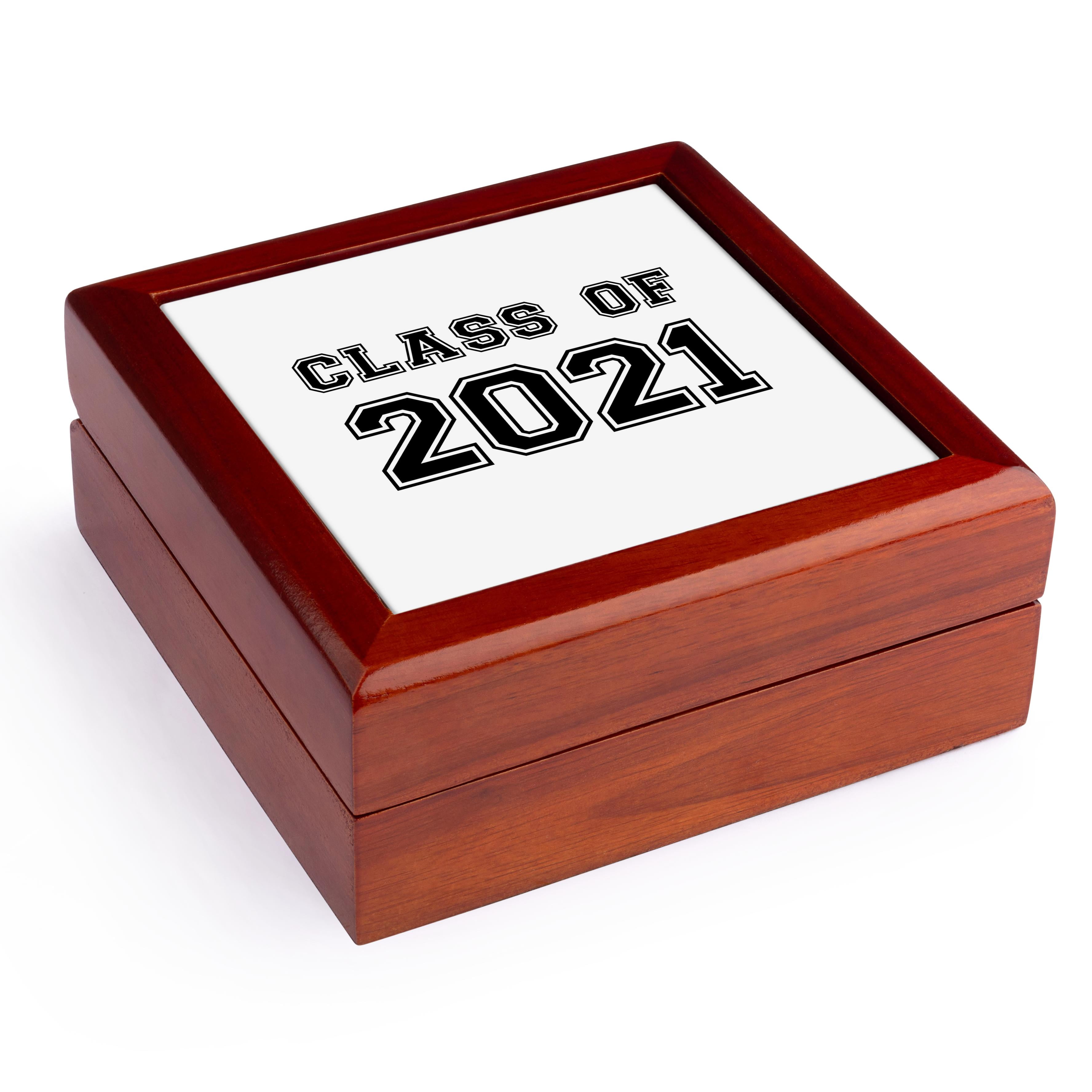 3dRose, Class of 2021 - Graduation gift - graduate graduating high school university or college grad black, Jewelry Box 5.5x5.5 inch with 4 inch tile