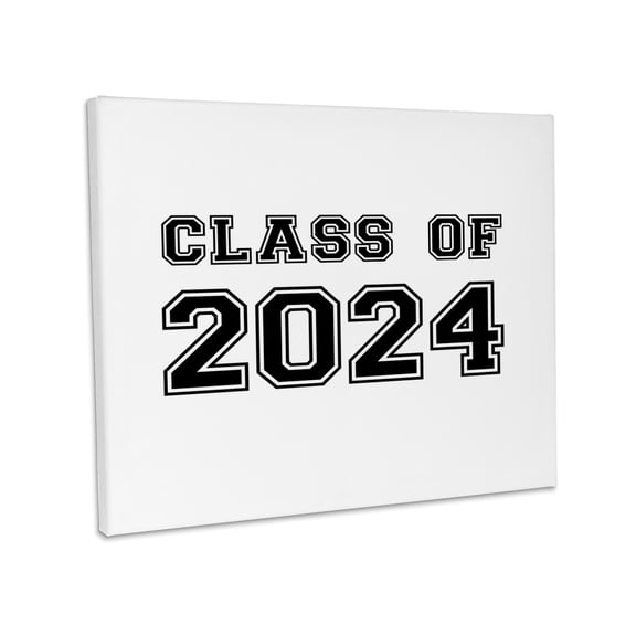 3dRose, Class of 2024 - Graduation gift - graduate graduating high school university or college grad black, Museum Grade Canvas Wrap 10x8