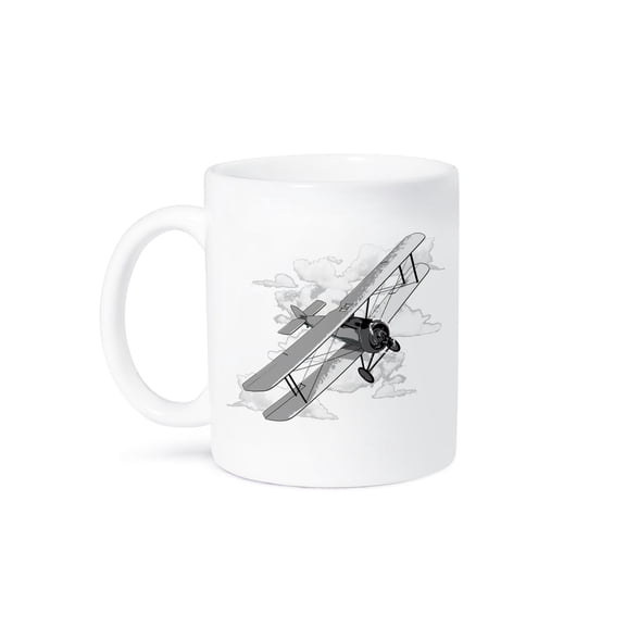 3dRose, Classic vintage biplane airplane flying through the clouds for pilots, 11oz Mug