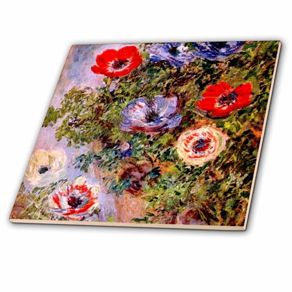 3dRose, Claude Monet - Anemones, 4 Inch Ceramic Tile