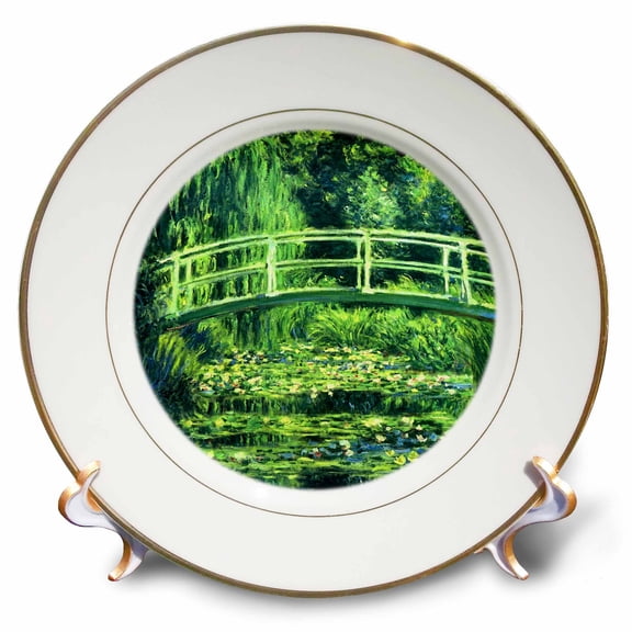 3dRose, Claude Monet - Bridge Over a Pond of Water Lilies, 8 inch Porcelain Plate
