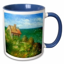 3drose, Claude Monet – Fishermans Cottage at Varengeville, 11oz Two-tone Blue Mug