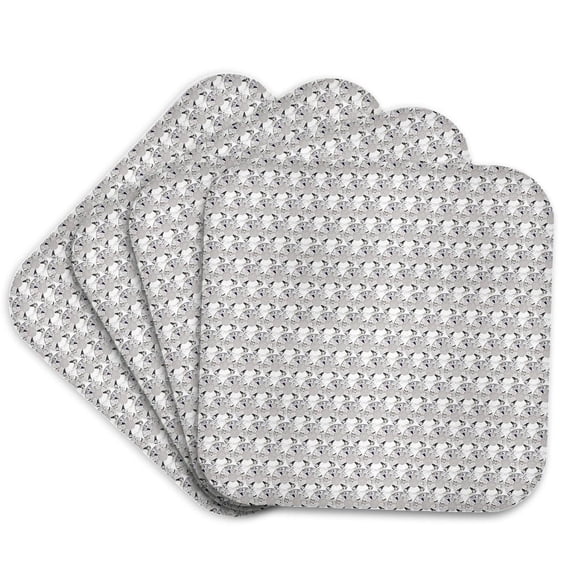3drose, Clear Diamond Rhinestone Gem Print, Set of 4 Coasters - Soft