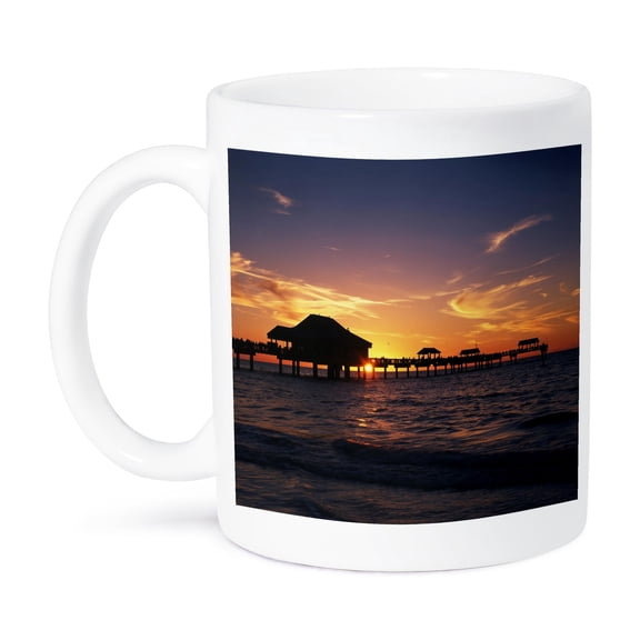 3dRose, Clearwater beach and pier at sunset, Florida, USA - US10 AJE0290 - Adam Jones, 11oz Mug