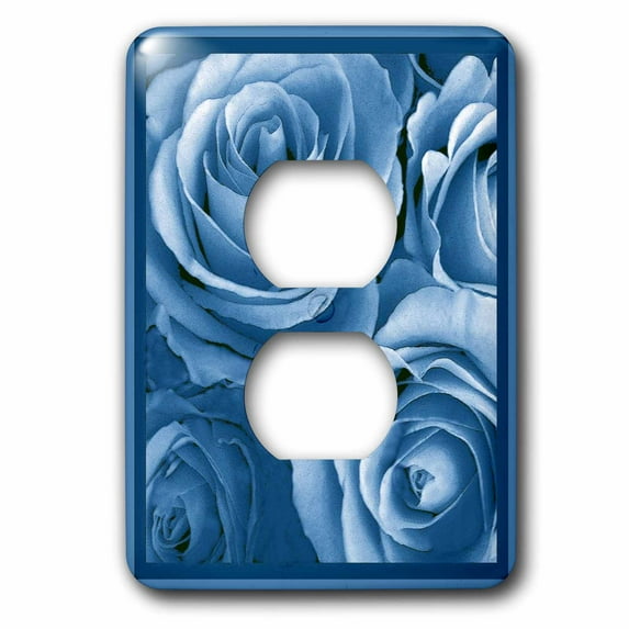 3dRose, Close up of dreamy muted cobalt blue rose bouquet, 2 plug outlet cover