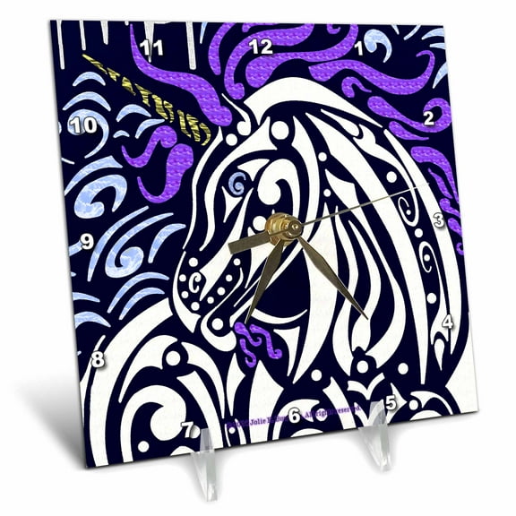 3dRose, Cloud Runner Unicorn Tribal Fantasy, 6x6 Desk Clock