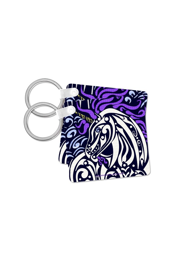 , Cloud Runner Unicorn Tribal Fantasy, set of 2 Key Chains