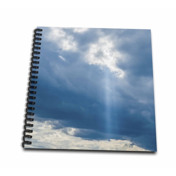 3dRose, Cloudy sky and a vertical ray of sunshine. Blue and white colors, Mini Notepad 4 x 4 inch
