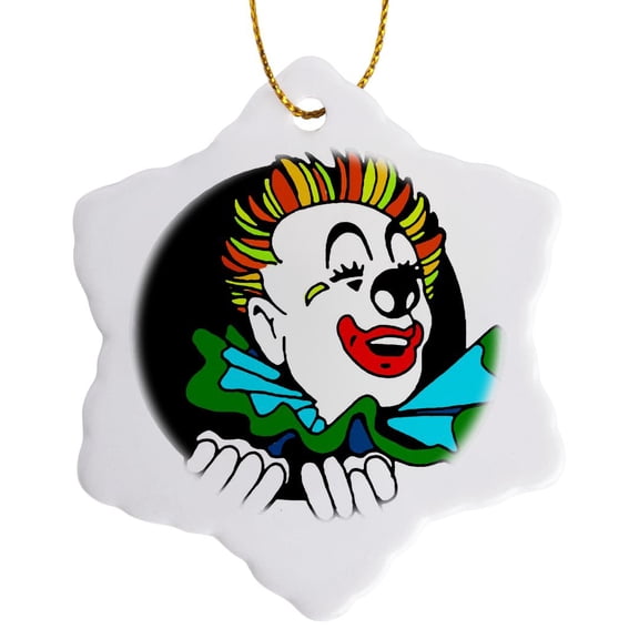 3drose, Clown, 3 inch Snowflake Porcelain Ornament