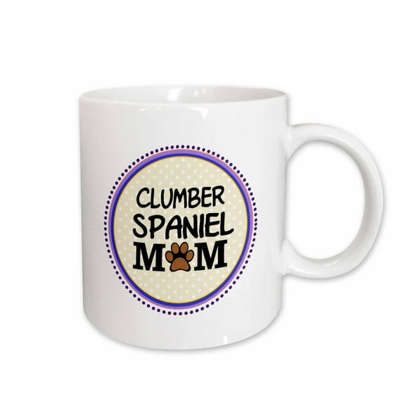 3drose, Clumber Spaniel Dog Mom - Doggie Mama by Breed - Paw Print Mum Love - Doggy Lover - Proud Pet Owner, 11oz Mug