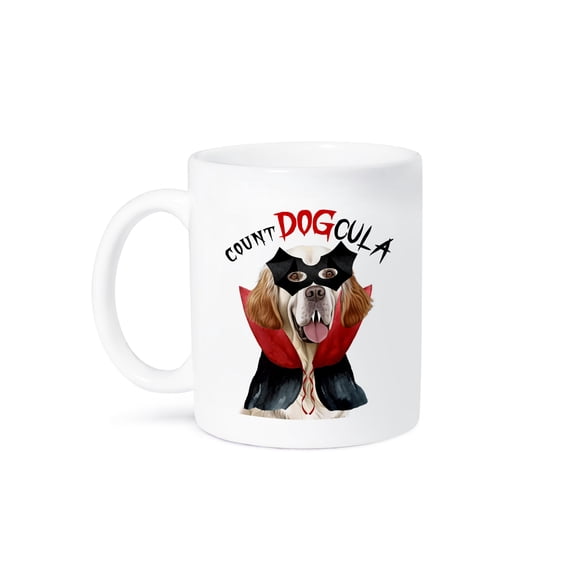3dRose, Clumber Spaniel dog is a vampire for Halloween trick or treating., 15oz Mug
