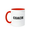 thumbnail image 1 of 3dRose, Coach in black text - college font - PE class - Phys Ed Physical Education sports teacher in school, 11oz Two-Tone Red Mug, 1 of 3