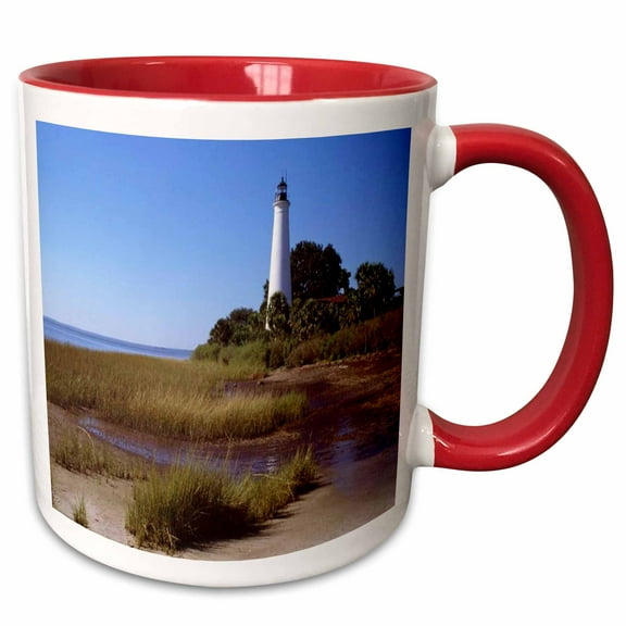 3drose, Coastal Lighthouse, 11oz Two-tone Red Mug