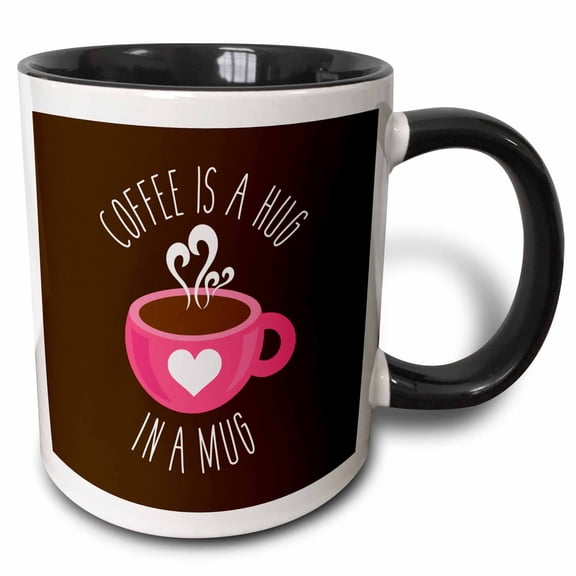 3drose, Coffee Is a Hug in a Mug - Dedicated to All Coffee Lovers, 15oz Two-tone Black Mug