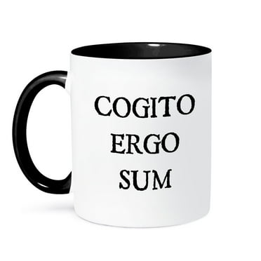 3dRose, Cogito Ergo Sum - I think therefore I am, 15oz Two-Tone Black Mug