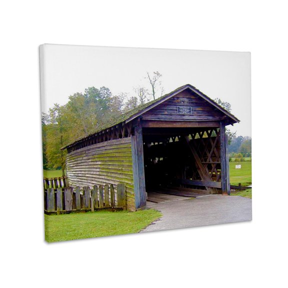 3dRose, Coldwater Covered Bridge in Oxford, Alabama, Photo, Museum Grade Canvas Wrap 10x8