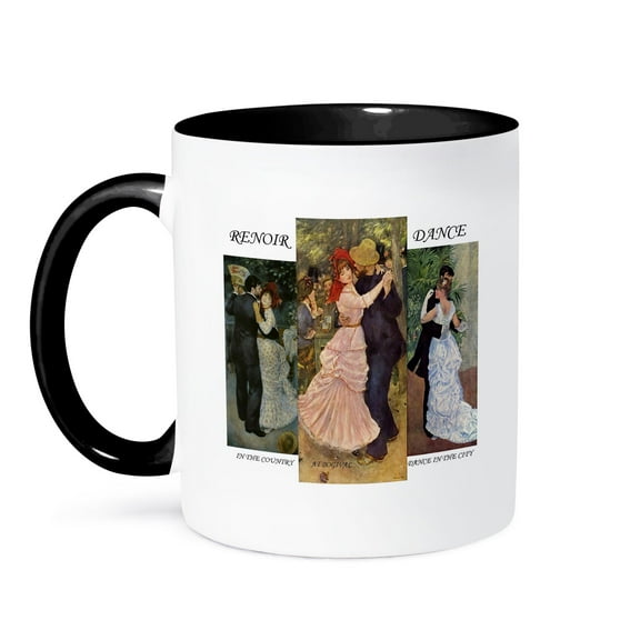 3dRose, Collage Of Renoirs Dance Paintings, 15oz Two-Tone Black Mug
