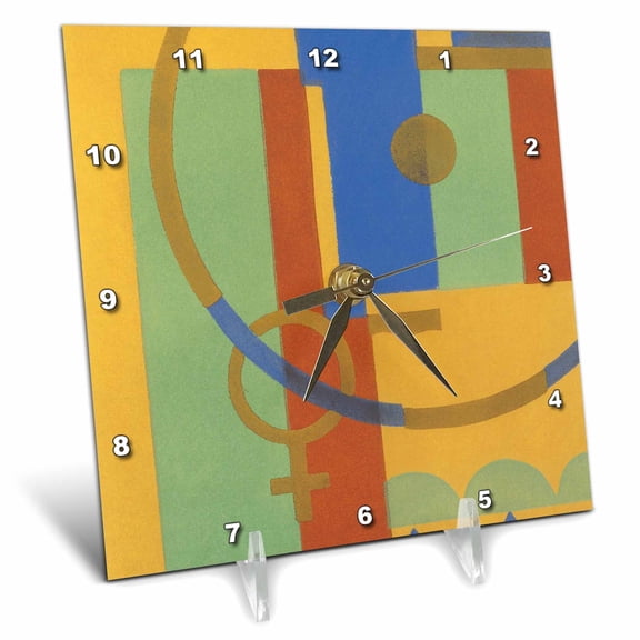 3dRose, Colorful Art Deco , 6x6 Desk Clock