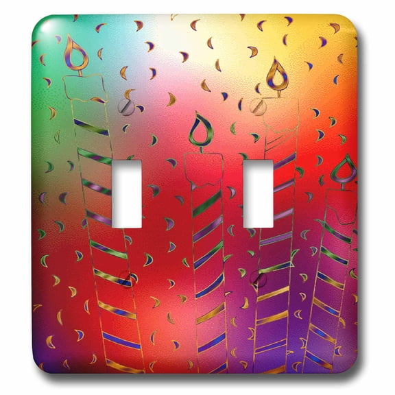 3dRose, Colorful Candles, double toggle switch
