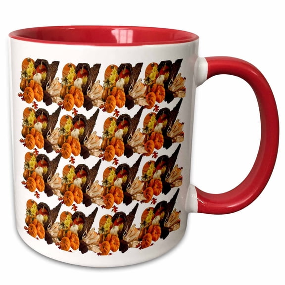 3drose, Colorful Cornucopia Pattern, 15oz Two-tone Red Mug