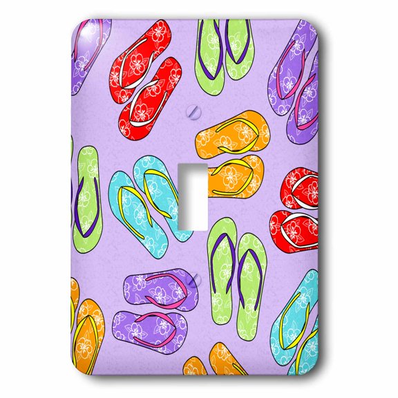 3dRose, Colorful Flip Flop Print - Purple Background, single toggle switch