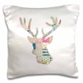 thumbnail image 1 of 3dRose, Colorful Girly Deer head silhouette. Modern country stag with antlers, 16x16 inch Pillow Case, 1 of 1