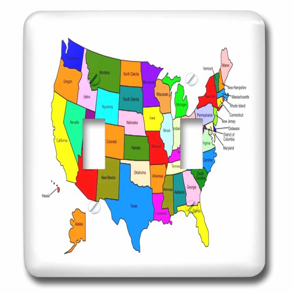 3dRose, Colorful Map Of The United States For Kids, double toggle switch