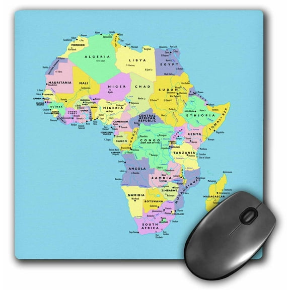 3dRose, Colorful Map of Africa on Blue Background, MousePad