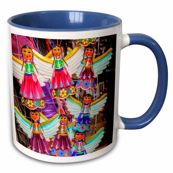3drose, Colorful Mexican Angel Souvenirs, San Miguel De Allende, Mexico, 11oz Two-tone Blue Mug