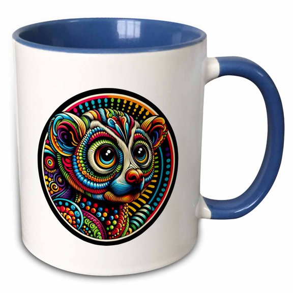 3drose, Colorful Pop Art of a Lemur, 11oz Two-tone Blue Mug