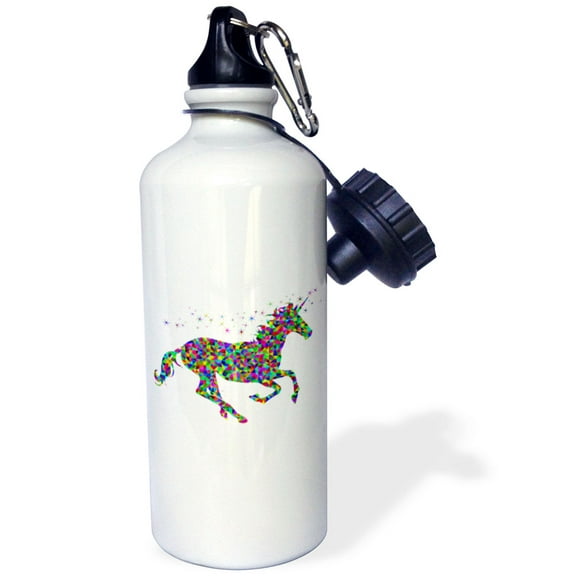 3dRose, Colorful Unicorn Fantasy Magic Imagination Animal Design, Flip Straw 21oz Water Bottle
