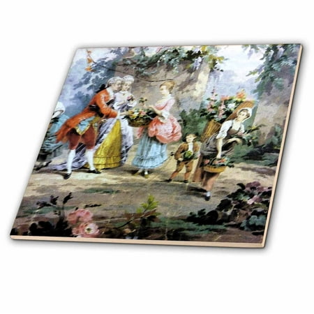 3dRose Colorful Vintage French - Ceramic Tile, 12-inch