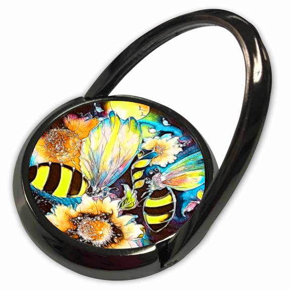 3dRose, Colorful Wings Bumble Bees and Floral Nature Digital Art Design, Phone Ring