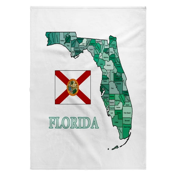 3dRose, Colorful map and flag of Florida with all counties identified , 22x30 Bath Hand Pool Towel