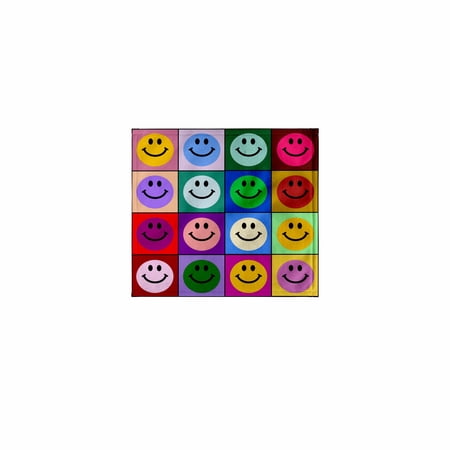 3dRose, Colorful smiling face squares Warhol style - happy rainbow smilies - bright multicolored multicolor, 11x12 Wash Cloth for Face and Body