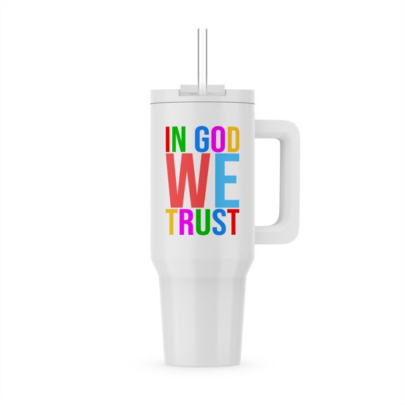 Colorful Text In God We Trust. Cool Typographic Design, Gift, Charm, 30oz Tumbler