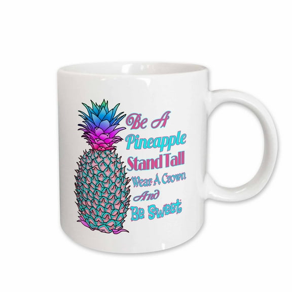3drose, Colorful Tropical Pineapple Summer Quote, 11oz Mug