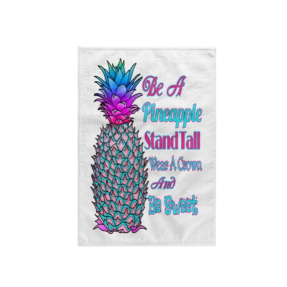 3dRose, Colorful tropical pineapple summer quote, 15x22 Hand Towel