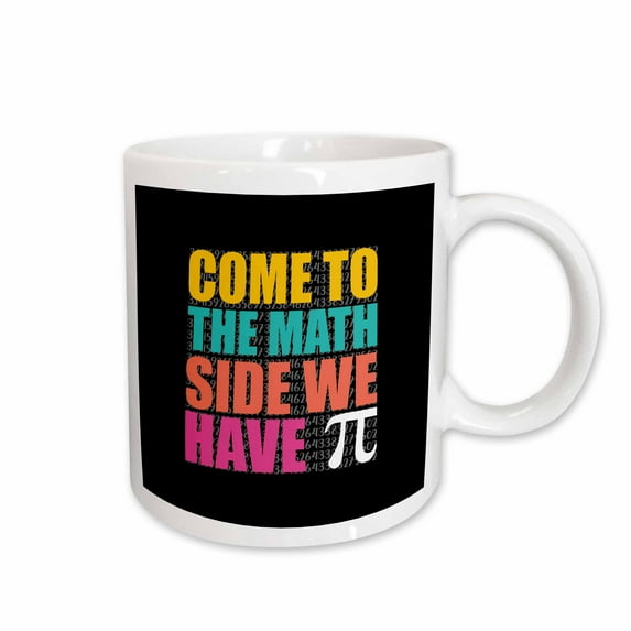 3drose, Come to the Math Side, We Have Pi Funny Text of Yellow, Green, Purple, 11oz Mug