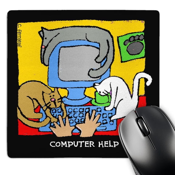 3dRose, Computer Helpers, Cartoon Cats, Cats, Cat, Funny cats, Kittens. Pets, Funny Pets, Animals, MousePad