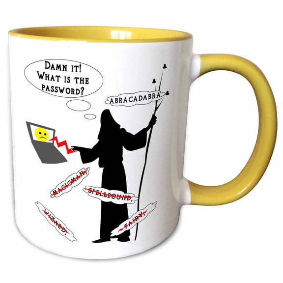 3drose, Computer Wizard, 11oz Two-tone Yellow Mug