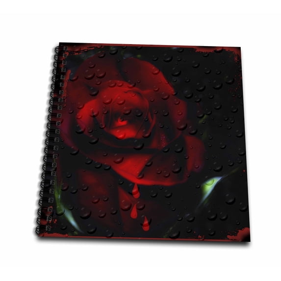 3dRose, Computer enchanced gothic red rose, Memory Book 12 x 12 inch