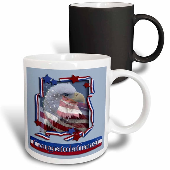 3drose, Congratulations Patriotic Eagle, 11oz Magic Transforming Mug