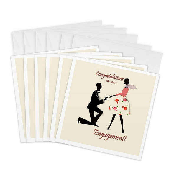 3drose, Congratulations on You Engagement, 6 Greeting Cards with Envelopes