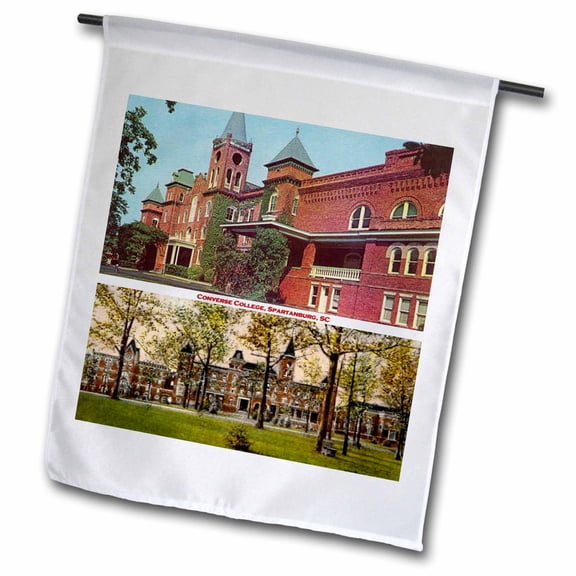 3dRose, Converse College, Spartanburg, SC (Vintage Views), 12 x 18 inch Garden Flag
