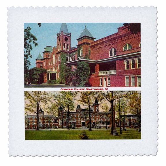 3dRose, Converse College, Spartanburg, SC (Vintage Views), 10x10 inch quilt square